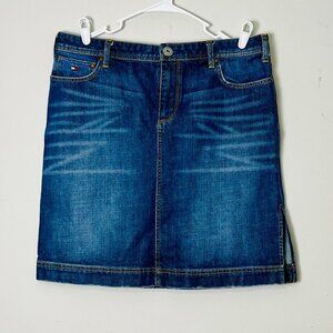 Tommy Hilfiger Denim Skirt Women's 14 Blue Mini Jean Pockets Dark Wash Outdoorsy